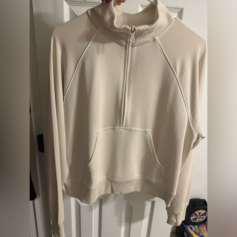 Aerie Cream Half-Zip Sweatshirt